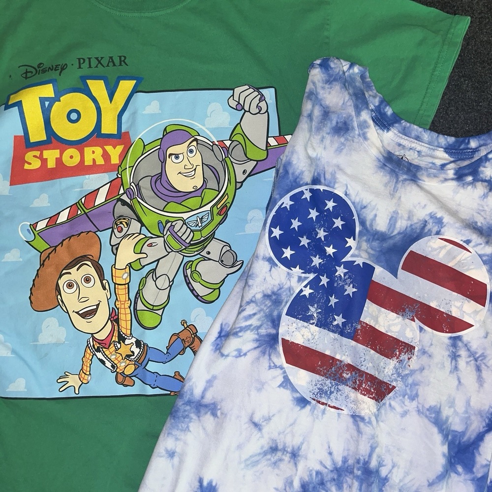 Set of 2 Walt Disney Shirts Tye Die Mickey Toy Story Mens M
